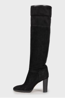 Suede high heel boots