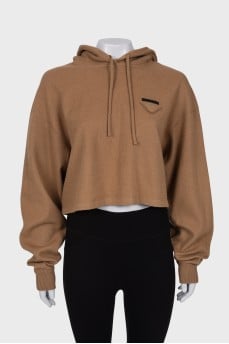 Cropped wool hoodie
