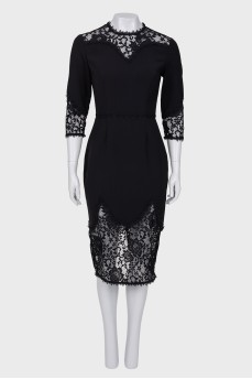 Black midi dress with lace