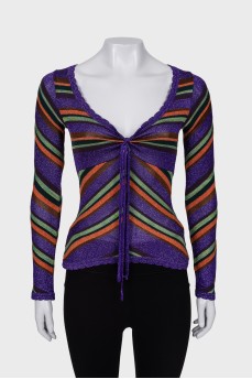 Striped blouse with lurex