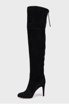 Suede high heel boots