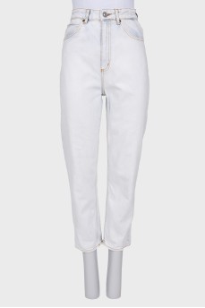 High-waisted blue jeans