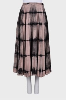 Pleated skirt in two tone print