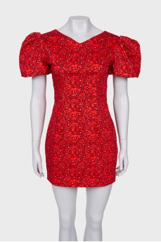 Printed dress with lantern sleeve