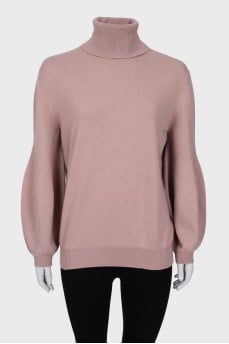 Cashmere jumper with double collar 