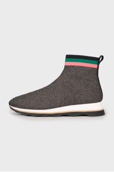 Textile sneakers with chunky soles