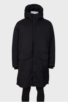 Men's black jacket with a hood