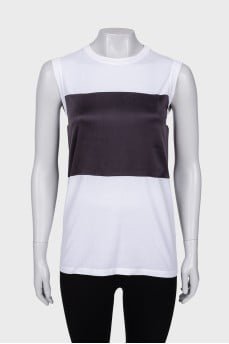 Two-tone straight-cut tank top