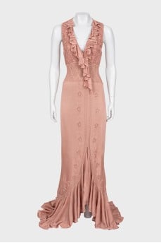 Pink patterned maxi dress