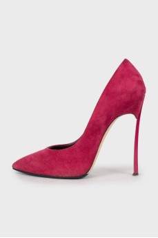 Magenta suede pumps