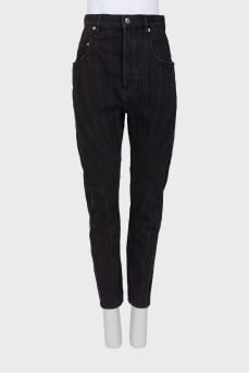 Ribbed seam jeans with tag