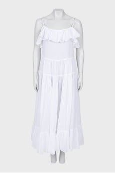 White maxi dress with ruffles