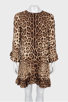 Silk dress in animal print