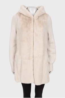 Cashmere cardigan with fur