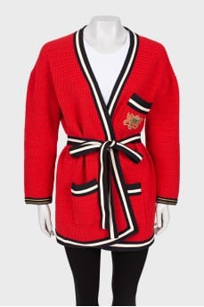 Knitted cardigan with belt