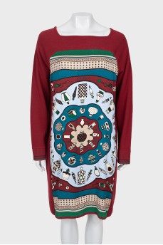 Printed wool dress