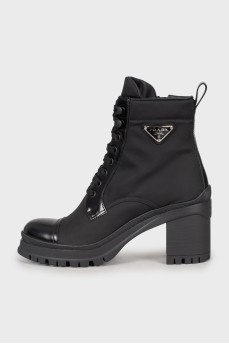 Combined high heel ankle boots