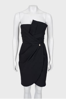 Black bandeau dress with draping