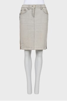 Light gray denim skirt
