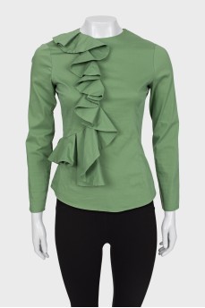 Green blouse with ruffles