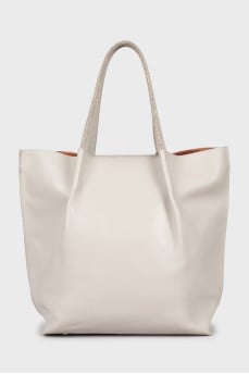 Light gray leather tote bag