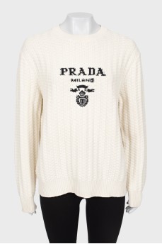 Cashmere sweater with brand logo