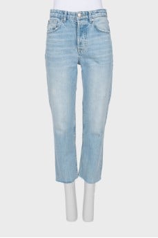 Blue jeans with raw hem
