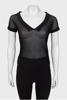 Semi-sheer V-neck top