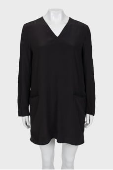 Silk mini dress with pockets