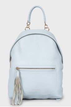 Blue leather backpack