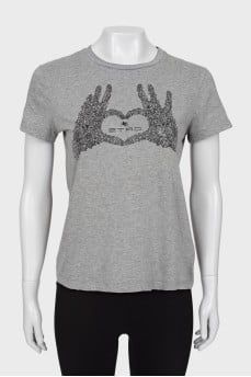 Gray T-shirt with brand logo