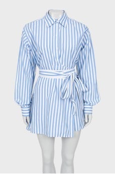 Mini dress with striped waistband
