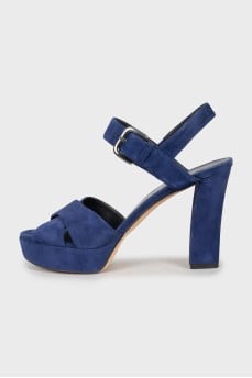 Blue suede sandals
