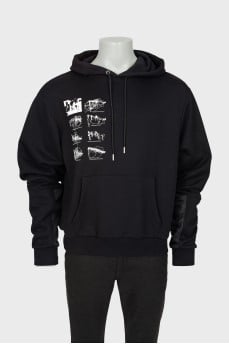 Men's white print hoodie
