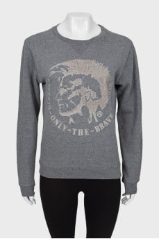 Gray ribbed sweatshirt