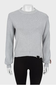 Gray sweater with ripped effect