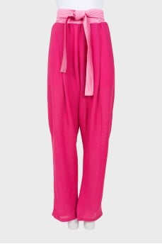 Silk trousers with belt