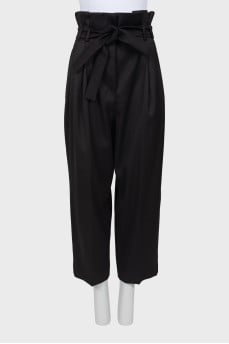 High-waisted wool culottes