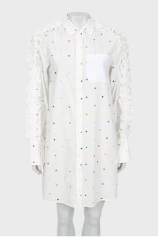 White printed dress with tag