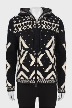 Wool black and white cardigan