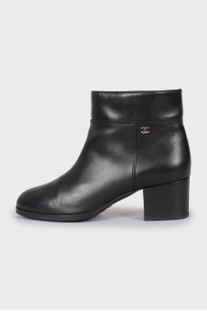 Leather block heel boots