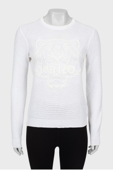 White sweater with brand logo