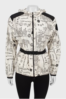 Black and white printed windbreaker