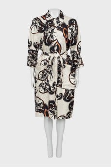 Printed silk shirtdress