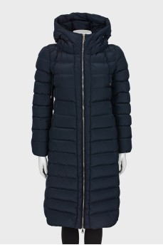 Dark blue quilted down jacket 
