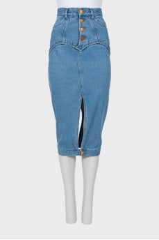 Denim midi skirt with buttons