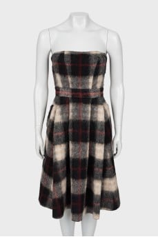 Off shoulder checkered dress