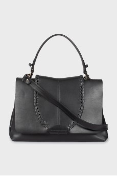 Leather bag with wicker