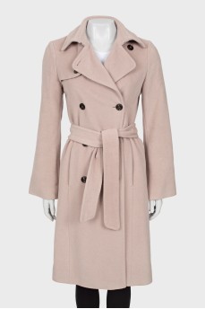 Beige coat with belt