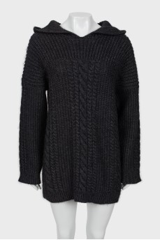 Knitted dress with hood